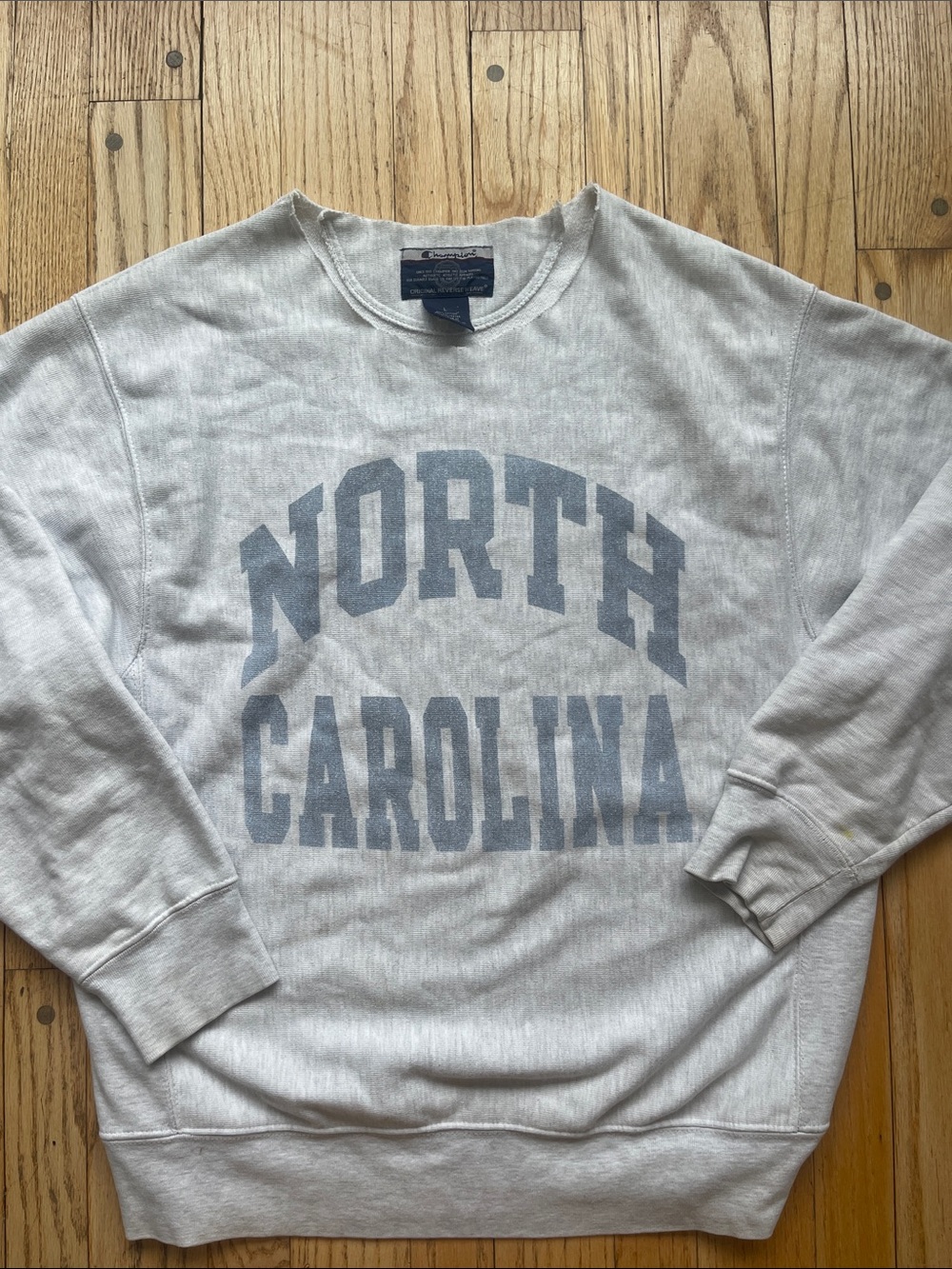 Champion Light Gray North Carolina Crewneck Sweatshirt